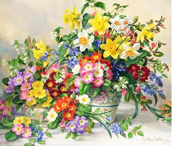 

Кубическая вышивка крестиком художественные изделия Красочные цветы ваза Алмазная вышивка 5D полная круглая алмазная живопись мозаичный Д...