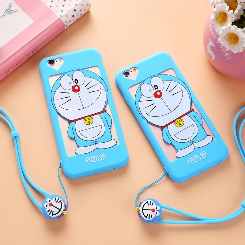 Для iphone 7/7 plus полый Doraemon чехол для 5 5S 6 6S Мягкий с мультяшным розовым котом девочек
