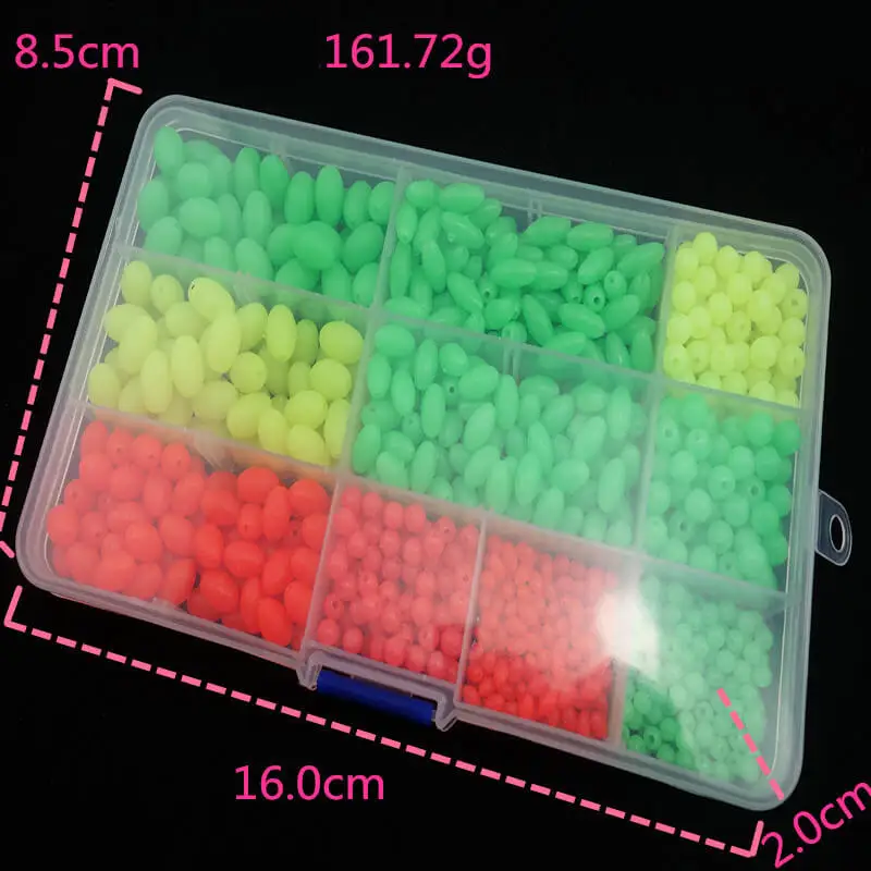 1000pcs/box Plastic Beads Oval/Round Hard Fishing Lure Hook Bait Tackle Eggs Box Saltwater Freshwater Attract | Спорт и развлечения