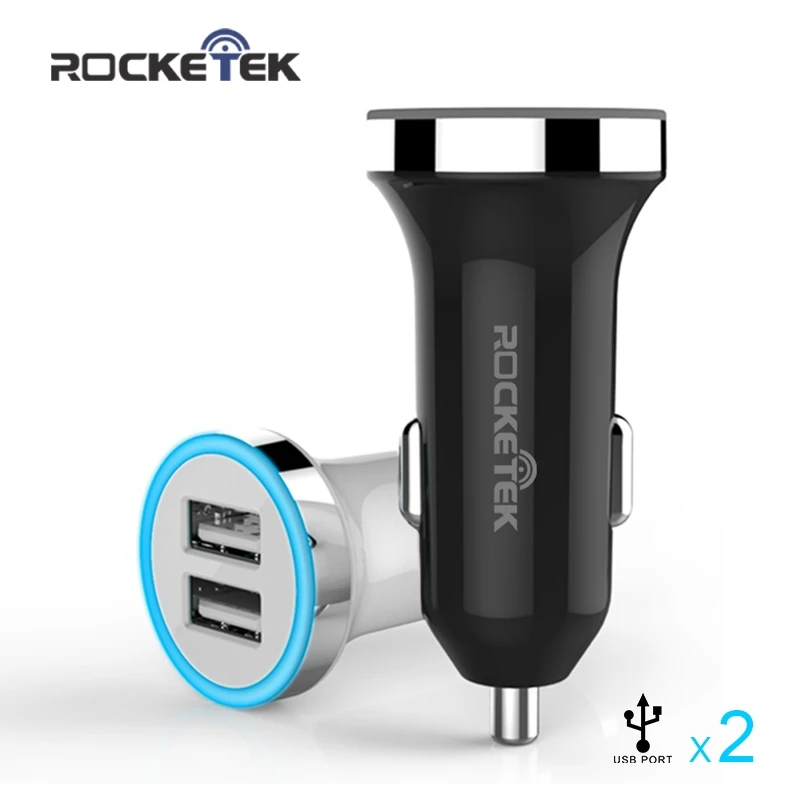 Rocketek Мульти usb Автомобильное зарядное устройство smart IC 2 USB 2.4A телефонный адаптер