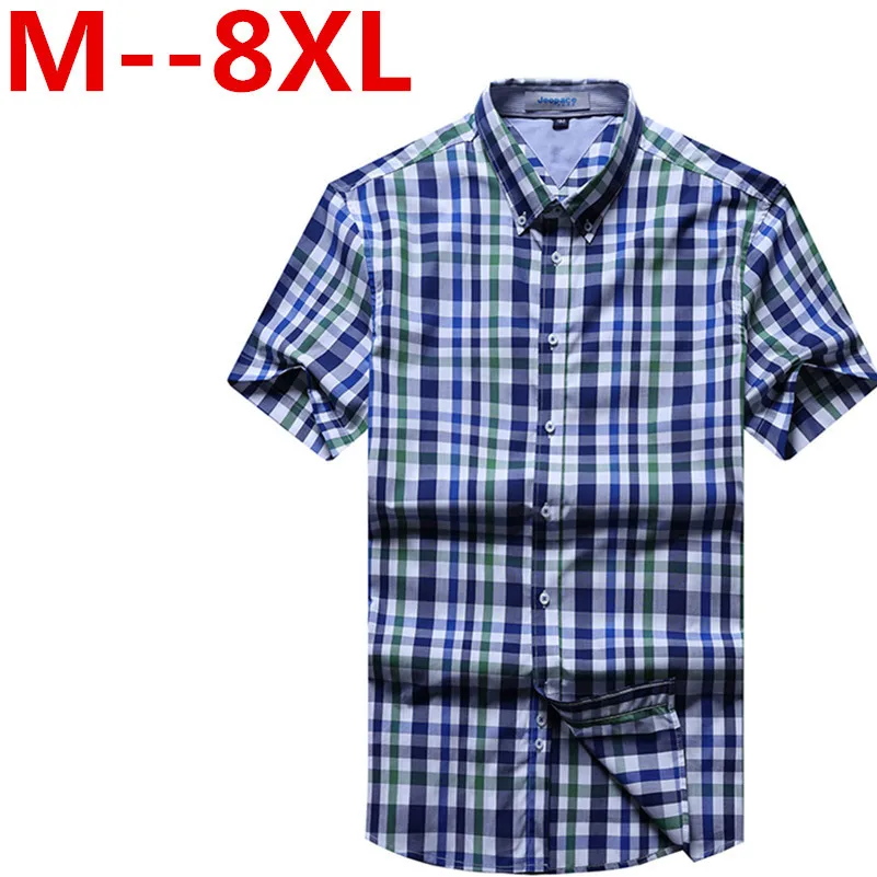 9XL 8XL 6XL 4XL Для мужчин с короткими рукавами рубашка в клетку Лето Англия s slim fit