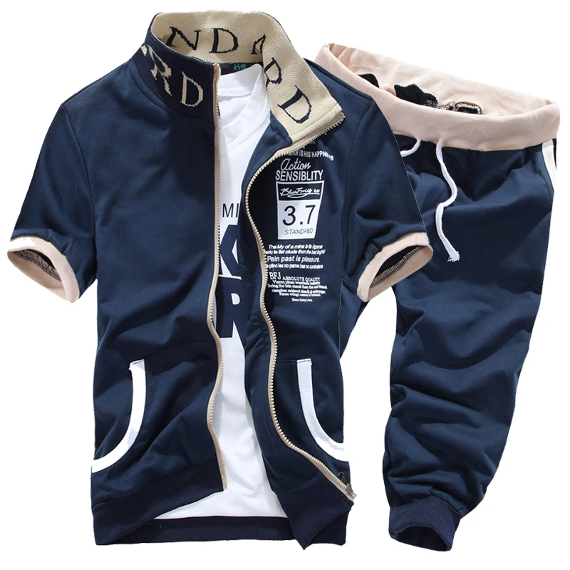 2022 Fashion Men Short Sleeve Tracksuit casual sporting suit hoodies and shorts M-XXL AYG276
