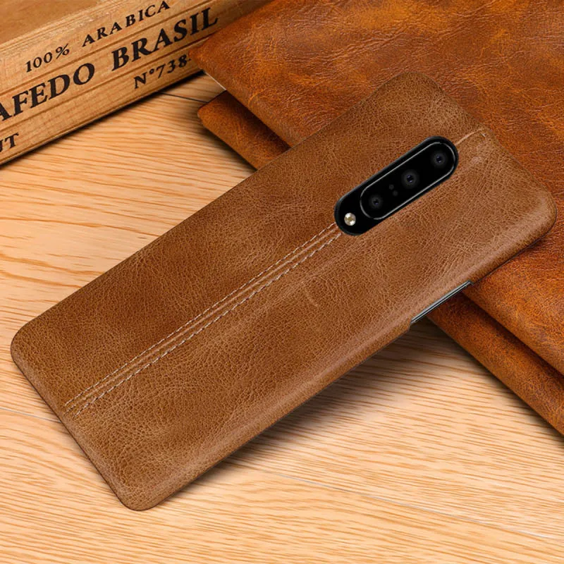 Light Brown Для OnePlus 7/Pro чехол из натуральной кожи чехол для OnePlus 6 6T чехол Роскошный кожаный чехол для OnePlus 7 Pro 6T - Цвет: Light Brown
