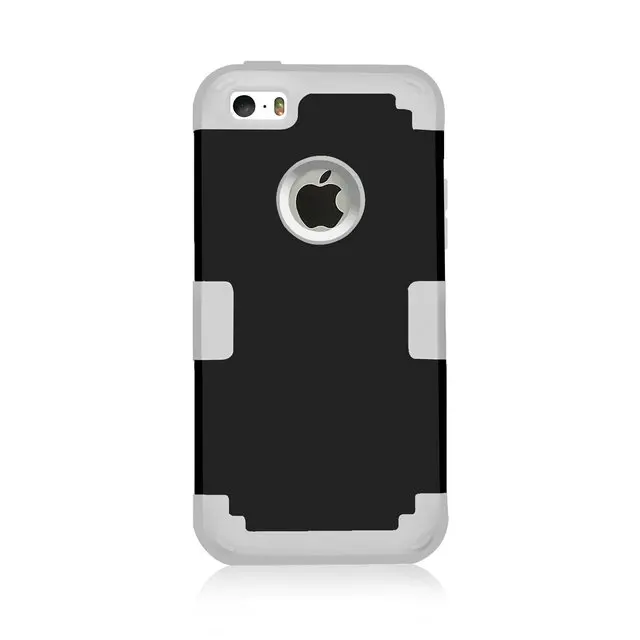 Black and Grey Для Apple iPhone 6 6s ударопрочный защитный чехол Гибридный жесткий резиновый ударопрочный чехол для телефона s для iPhone 5/5S/5C/SE - Цвет: Black and Grey