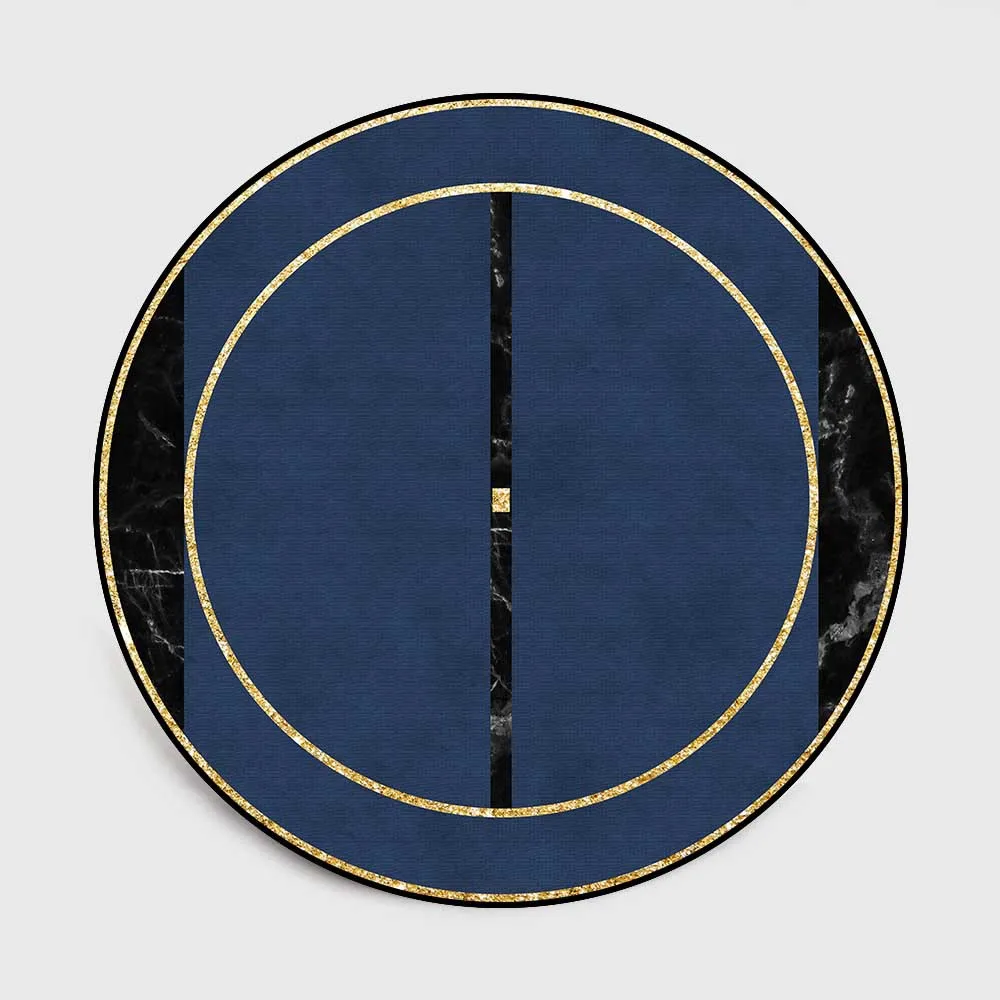 Модный темно синий круглый декоративный ковер детский игровой для детской