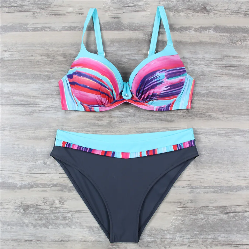 KINGTUT 2019 Push Up Strap Bikini Set Plus Size Swimwear Women Sexy Padded Summer Beach Wear Bathing Suit |
