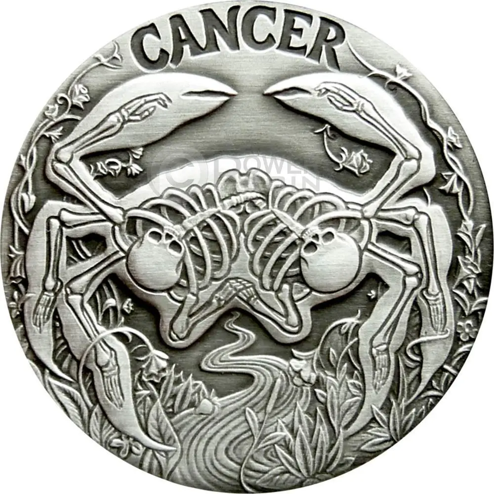 Бесплатная доставка 100 шт./лот Мори зодиак Череп Зодиак-рак Memento серебряная монета