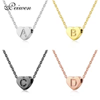 a z initial 26 letters heart pendant necklace rose gold silver color stainless steel chain choker alphabet for women men jewelry