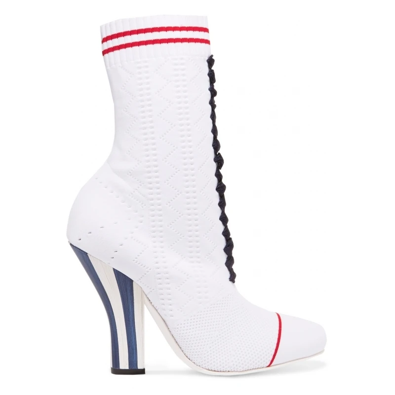 Abesire 2019 Women Fashion Knitting Round Toe Ankle Boots Female New Brand Designer High Heels Shoes Lady Slip-on Sock | Обувь