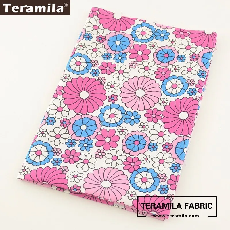 Teramila хлопок поплин Ткань мягкий напечатаны розовый sumflower Стиль жира четверти