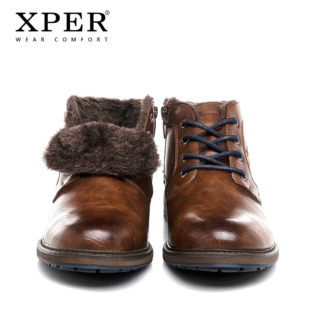 XPER/Теплые Зимние ботильоны мужские модные мотоботы в римском стиле меховая
