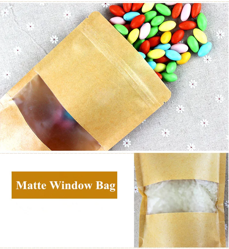 Стоячая коричневая крафт-бумага матовая оконная сумка стандарпосылка упаковка