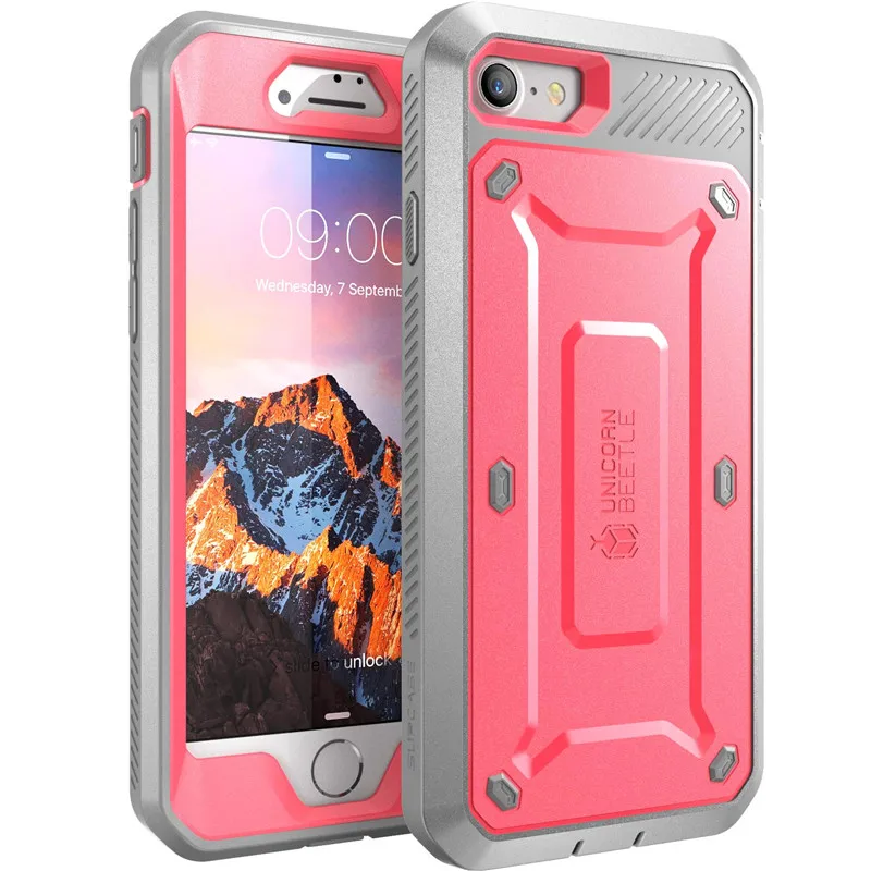 Pink Для iphone 7( выпуск) SUPCASE Unicorn Beetle Series UB Pro полнокорпусная прочная кобура чехол со встроенным протектором экрана - Цвет: Pink