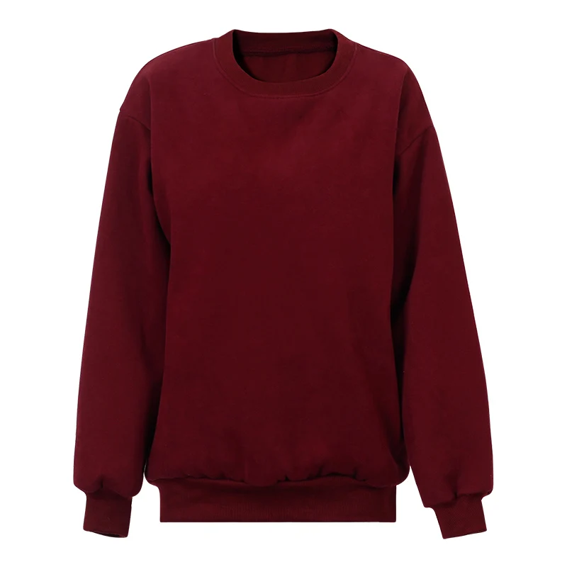 wine red Yanueun однотонные свитшоты ярких цветов Женская толстовка с длинным рукавом базовый пуловер Весна Осень Зима для женщин - Цвет: wine red