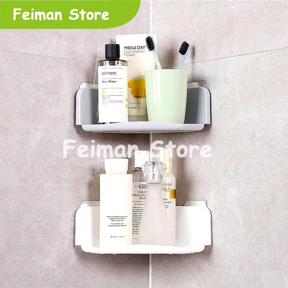 3 Colors Suction Cup Corner Shower Shelf Bathroom Shampoo Holder Kitchen Storage Rack Organizer | Обустройство дома