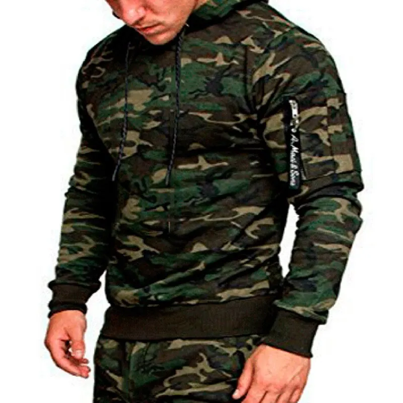 SHUJIN Men's Casual Hooded Camouflage Print Long Sleeve Sweatershirt Spring Autumn Pullover Patchwork Hoodie sudadera hombre