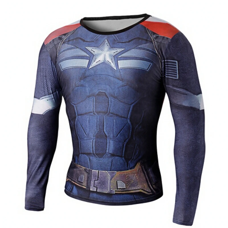 Новейшая Мужская рубашка с рукавами компрессионная marvel captain america/Ironman/Sipder