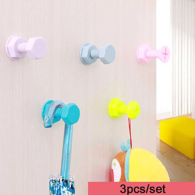3 шт. простой симпатичный винтовой кухонный пластиковый крюк для ванной комнаты