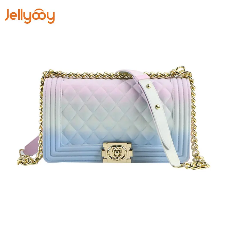 Jellyooy Beachkins новая мода девушка сумка ПВХ шик красочные матовые желе цепи сумки
