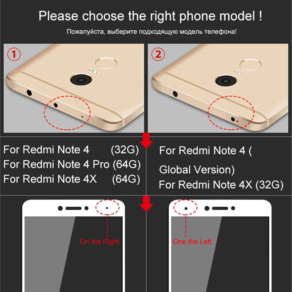 Полноэкранное закаленное стекло для Xiaomi Redmi Note 4 глобальная версия 4X/Redmi 4X64 GB