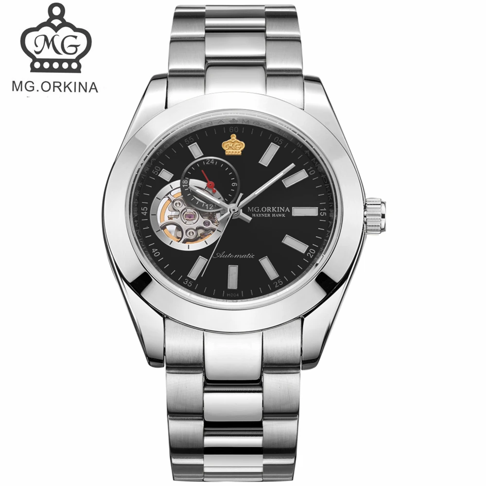 Мужские часы ORKINA скелетоны из нержавеющей стали синего цвета|watch storage case display box|clock