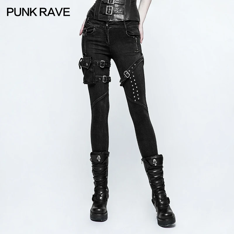 Женские узкие джинсовые брюки в стиле панк рейва|skinny pants|pants pantsblack skinny pants |