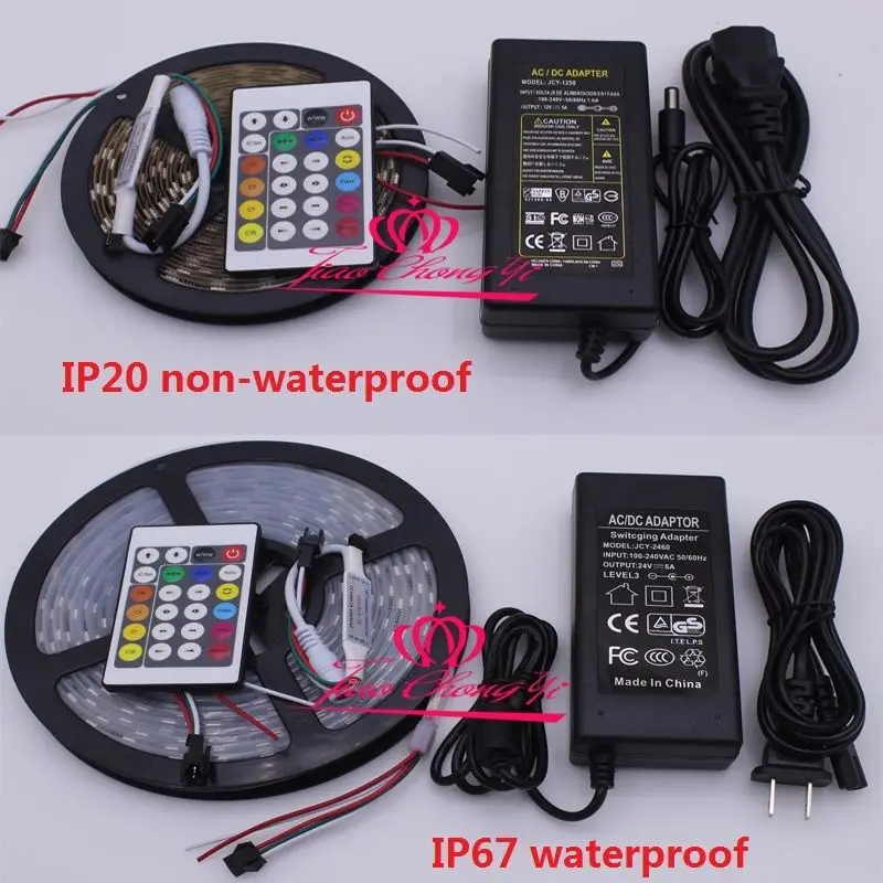 WS2811 RGB Мечта Цвет 300 светодиодный Светодиодный полоса DC12V 24V + контроллер комплект