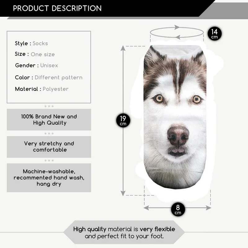 Хаски собака унисекс лодка Носки для девочек из хлопка и полиэстера Для женщин