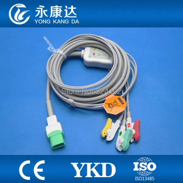 Совместимость с dateascope Passport V V12 и V21 встроенный 3 свинцовый ECG кабель leadwire IEC