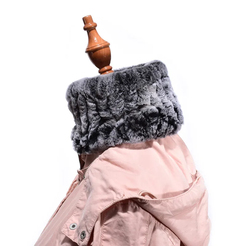 (TopFurMall ) Lady Autumn Winter Genuine Knitted Rex Rabbit Fur Neck Rings Women Scarves Pashmina Wraps LF9017 |