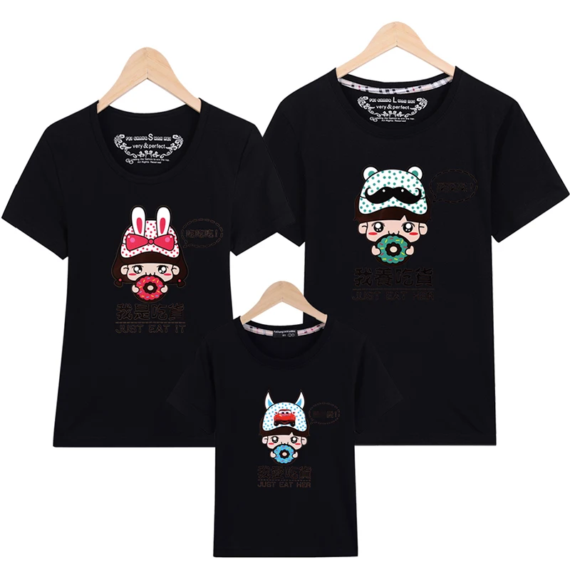 Семейные футболки в китайском стиле летняя хлопковая Одинаковая одежда для всей