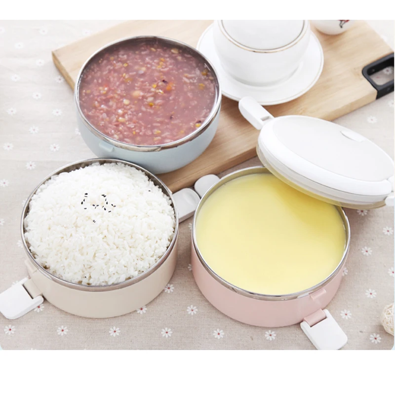 Ланч-бокс из нержавеющей стали Bento Многоцветный портативный фотобокс круглой