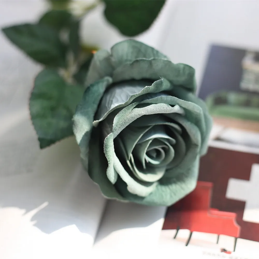 1 ветка Шелковый Искусственный цветок синяя Роза вечерние НКИ дома свадьбы сада