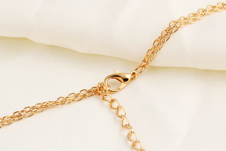 

New Fashion Gold Color Necklace Geometric Rectangular Metal Bar Tassel Chain Pendant Short Paragraph Crystal Lady Necklaces