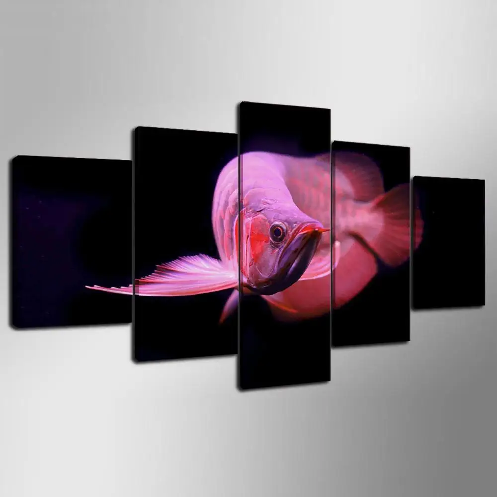 5 панелей Современная азиатская arowana hd Художественная печать на холсте