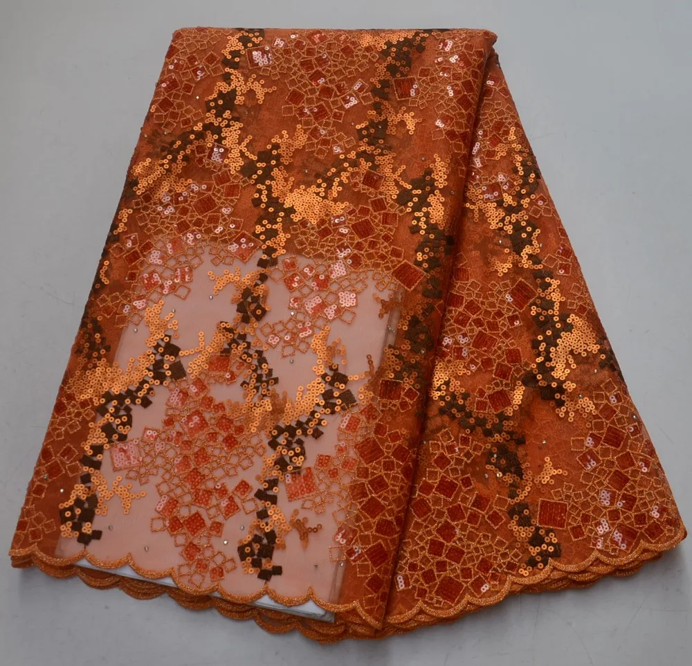

New Designs African French Lace Fabric High Quality Nigeria French Net Lace Fabric With sequins For Women dres ML7611