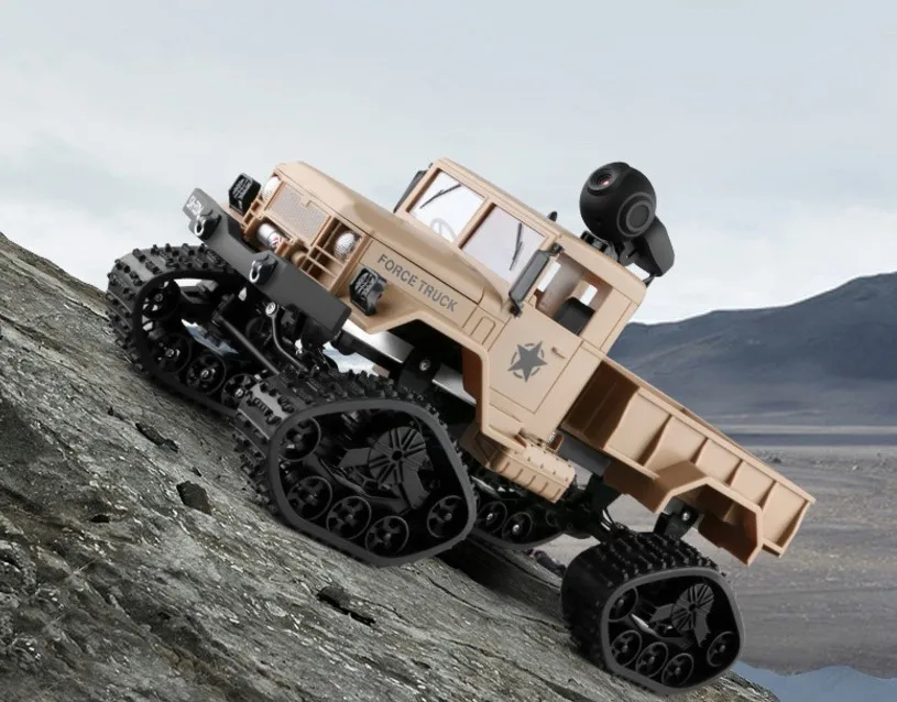 WiFi HD Camera Real-time Transmission RC Car 4WD 2.4G Replaceable Tire High Speed Military Truck VS WPL B-16 Tracked Snow | Игрушки и