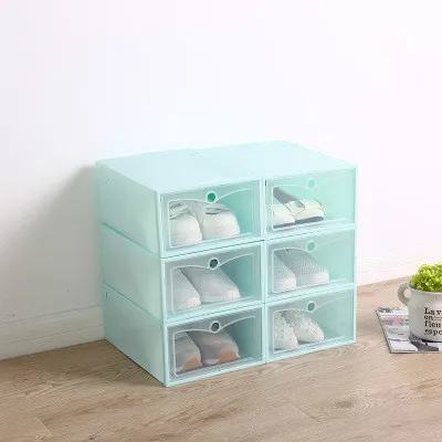 6PC DIY Пластиковые обувные коробки 6 шт утолщенная прозрачная откидная крышка коробка для хранения обуви многофункциональная наборная прямоугольная коробка для хранения ящиков - Цвет: 6PC