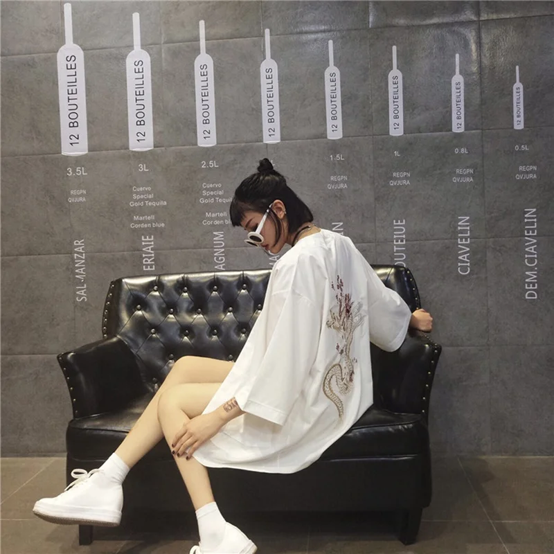 Кимоно блузка рубашка летняя Пляжная kimonos женская для косплея yukata obi Японская