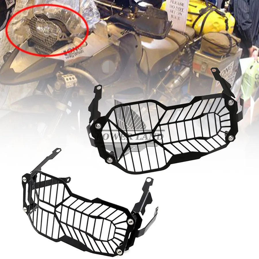 

Motorcycle Headlight Side Mount Grille Guard Cover Mask Protector Black Metal For BMW R1200GS ADV (Water Cooled) 2012-16