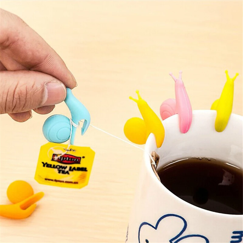 5PCS Cute Snail Silicone Tea Bag Hanging Mug Cup Clip Infuser Easter Birthday Party Supplies Wedding Decoration Kids Gifts | Дом и сад
