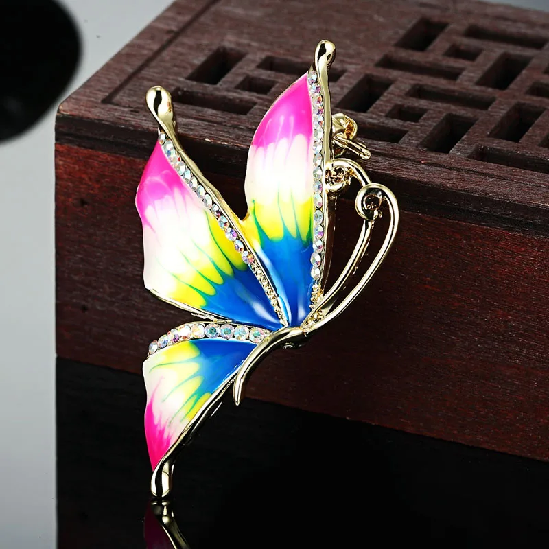 Хит продаж красивый эмалированная брошь с бабочкой букет для женщин