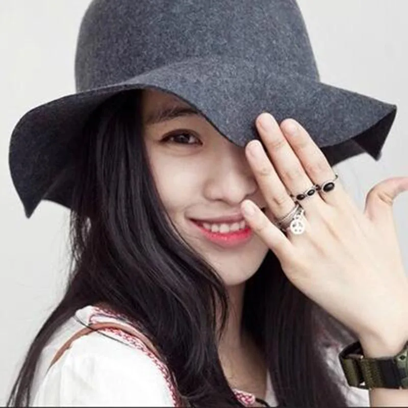 Elegant British Style Soft Wide Brim Pure Wool Felt Bowler Hat Fedora Dome Bucket For Women Floppy Cloche chapeu feminino|felt bowler hats|bowler