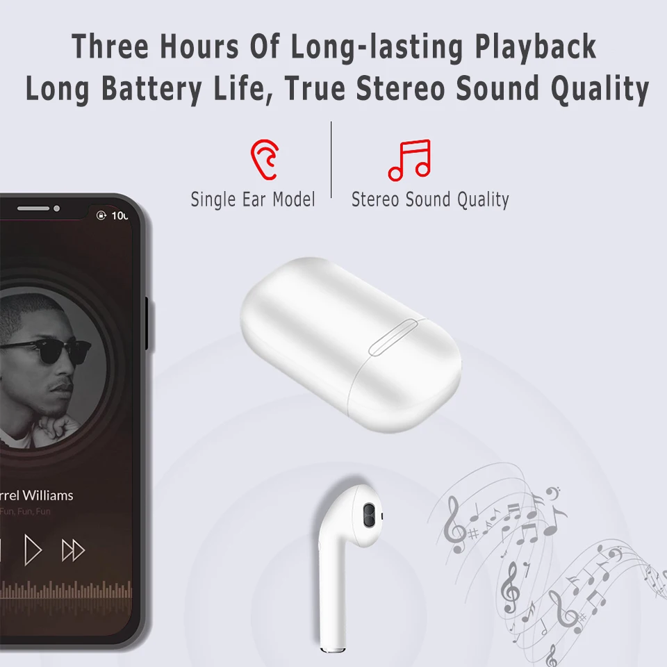 Мини наушники I9s с Bluetooth 5,0, беспроводные наушники с микрофоном, Bluetooth наушники, спортивные наушники с громкой связью, чехол для зарядки, для iPhone iOS