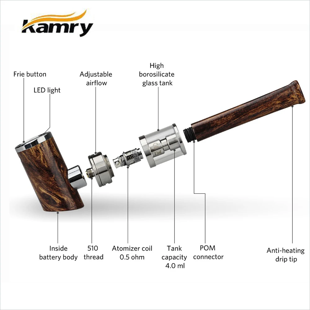 Аутентичный Kamry K1000 Plus E Pipe kit Встроенный 1100mAh атомайзер e Mod испаритель plus