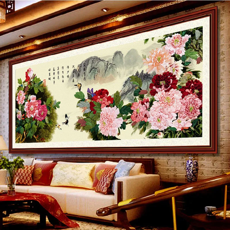 170X73cm рукоделие DIY 3d вышивка крестиком комплект незаконченная лентой картина пион бабочка пейзажи Шить