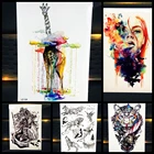 Цветная цветная Временная тату-наклейка дожди с имитацией жирафа на облаке, переводная Водонепроницаемая Татуировка PLZ126