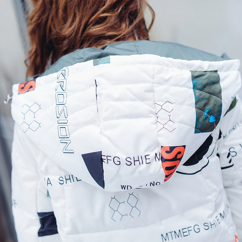 Новинка 2017 года модный принт с надписью женские зимние Куртки и пиджаки