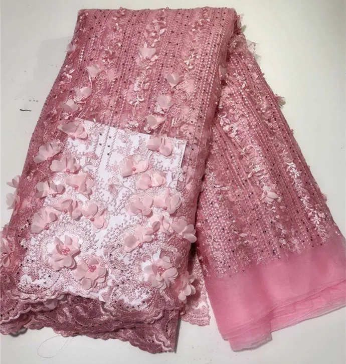 Модная Белая французская кружевная ткань в нигерийском стиле с бисером 2019