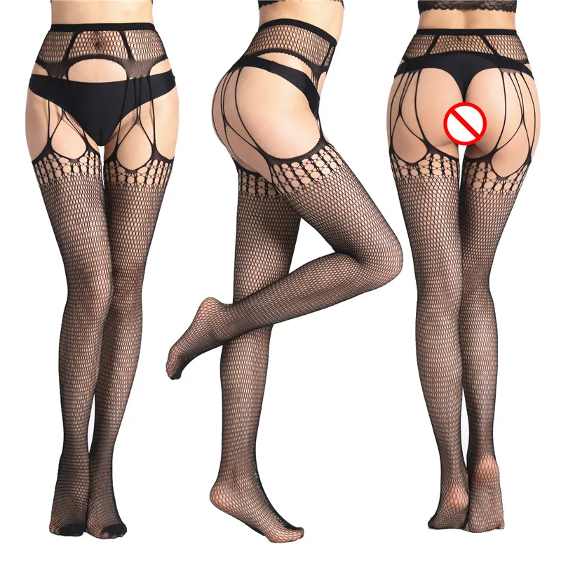 

Women Fishnet Stockings Open Crotch Pantyhose Sexy Hosiery Tights Nylon Stockings For Garter Transparent Mesh Pantyhose Seamless